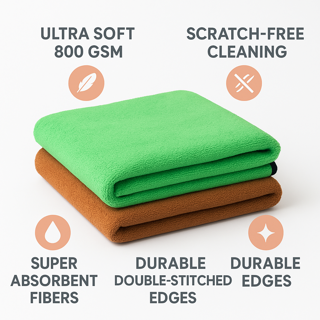 Napkinkart Premium Microfiber Cloth for Home, Kitchen & Car – Brown & Green