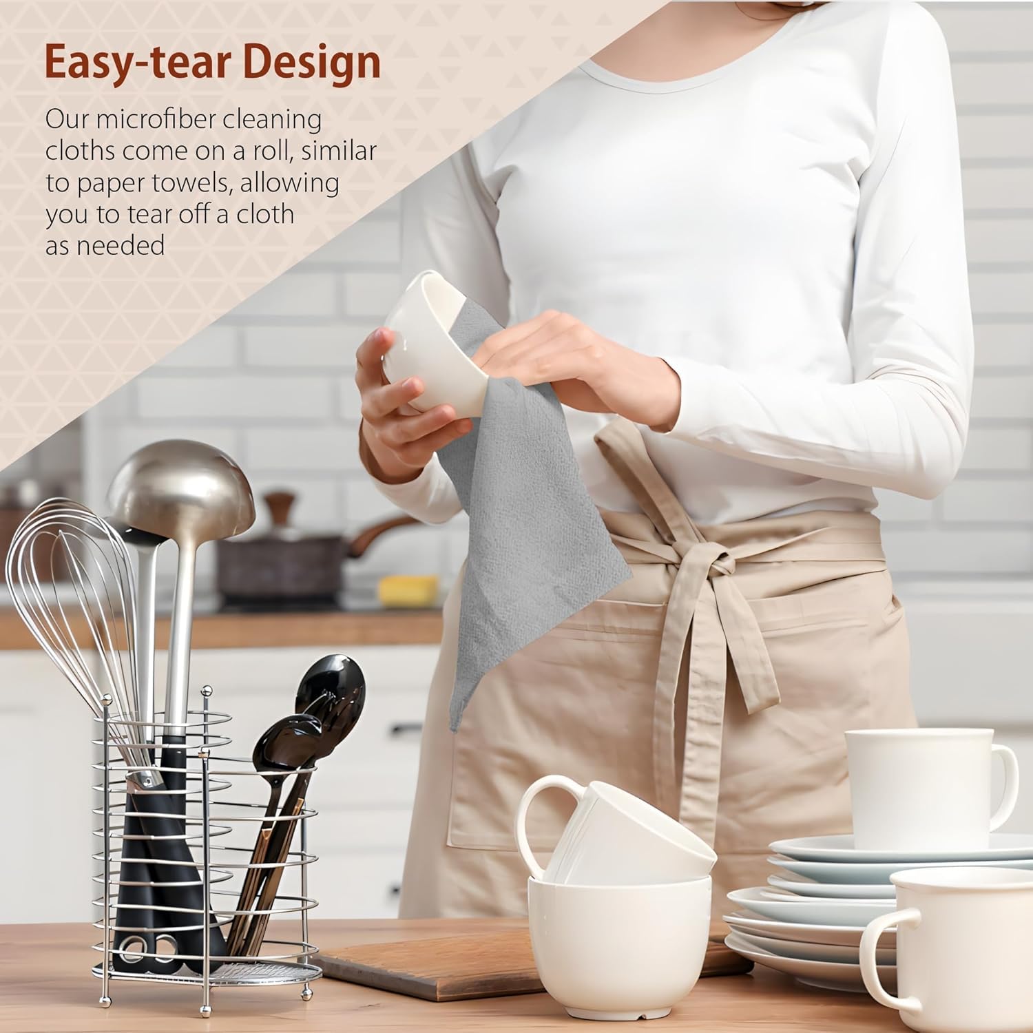 Microfiber Cleaning Cloth Roll with Pre-Cut Tear-Away Sheets – Highly Absorbent, Reusable & Multipurpose Wipes for Kitchen, Car, Glass & Home Cleaning - Image 3